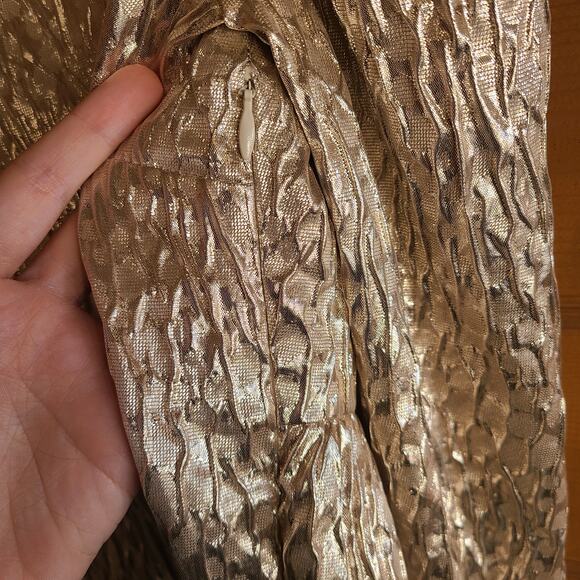 Rachel Comey Bar Textured Top in Champagne Size 4 Metallic Crinkle Puff Sleeve - Picture 6 of 10